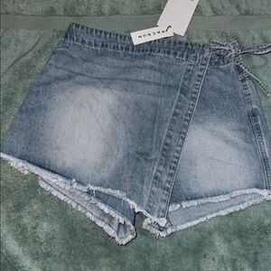 PacSun Light Blue Denim Wrap Shorts